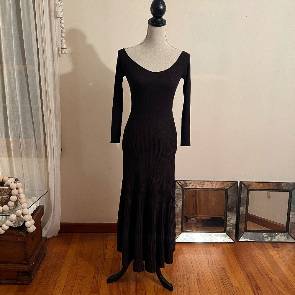 Banana Republic Brown Sculpted V- Neck Maxi Dress New with Tags Size Small
